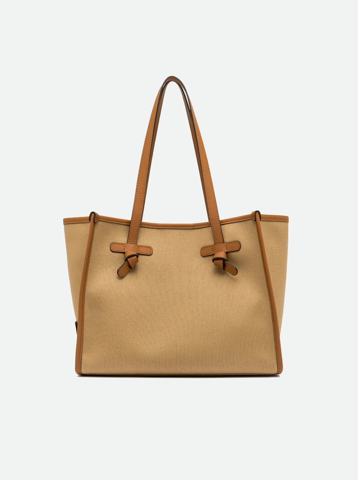Gianni Chiarini Canvas & Leather Bag in Corda-Cuoio-Caramel - Mildred Hoit
