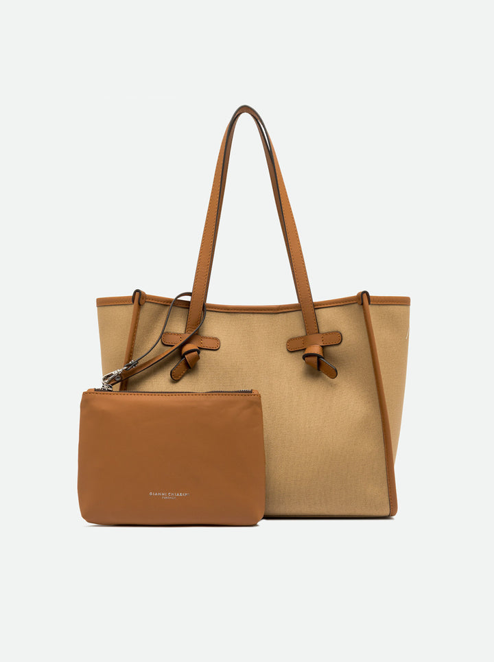 Gianni Chiarini Canvas & Leather Bag in Corda-Cuoio-Caramel - Mildred Hoit