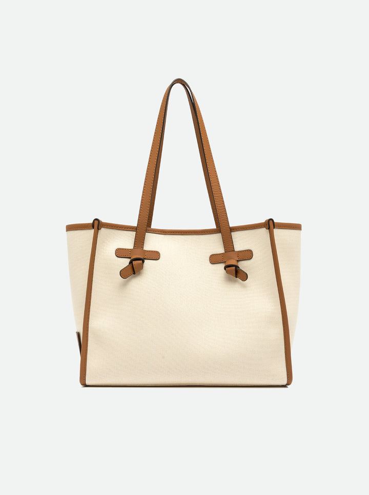 Gianni Chiarini Canvas & Leather Bag in Panna-Corda-Caramel - Mildred Hoit