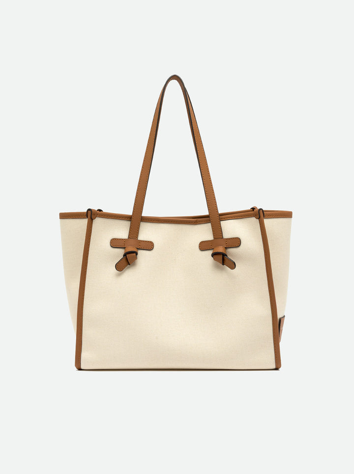 Gianni Chiarini Canvas & Leather Bag in Panna-Corda-Caramel - Mildred Hoit
