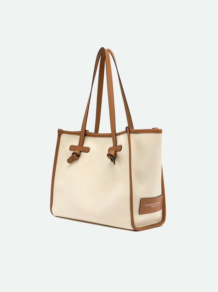Gianni Chiarini Canvas & Leather Bag in Panna-Corda-Caramel - Mildred Hoit