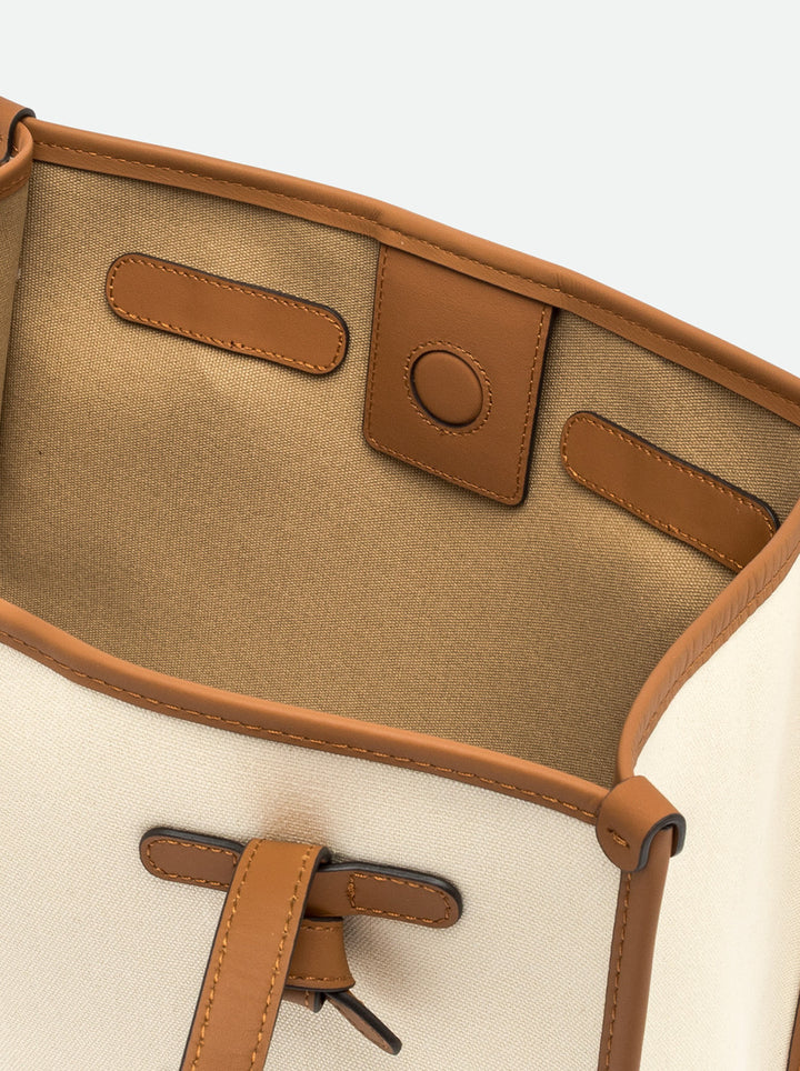 Gianni Chiarini Canvas & Leather Bag in Panna-Corda-Caramel - Mildred Hoit