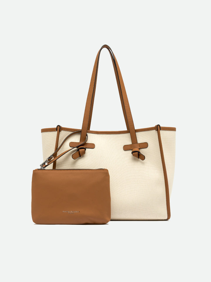Gianni Chiarini Canvas & Leather Bag in Panna-Corda-Caramel - Mildred Hoit