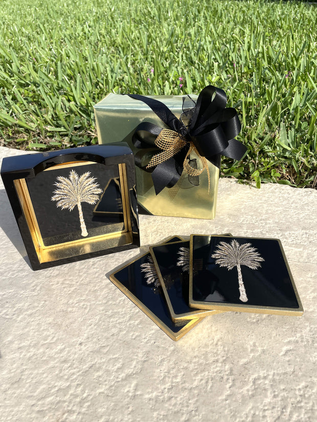 Caspari Gold Palms Coasters available at Mildred Hoit in Palm Beach.