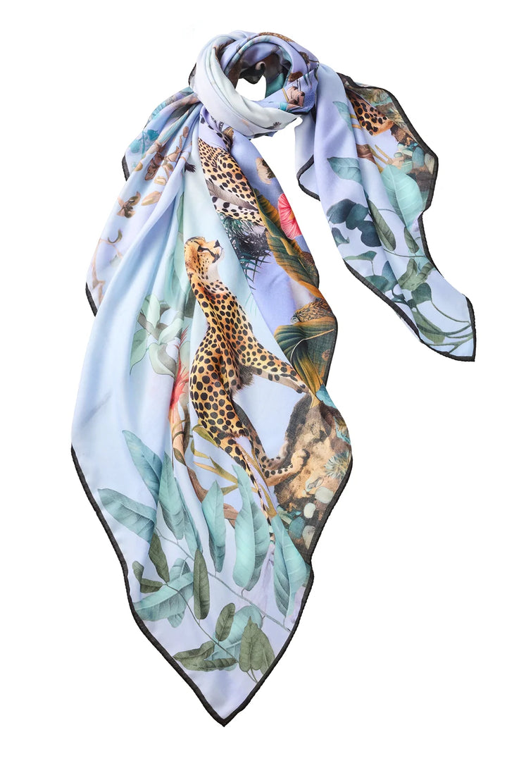 Grande Cheetah Scarf in Cerulean