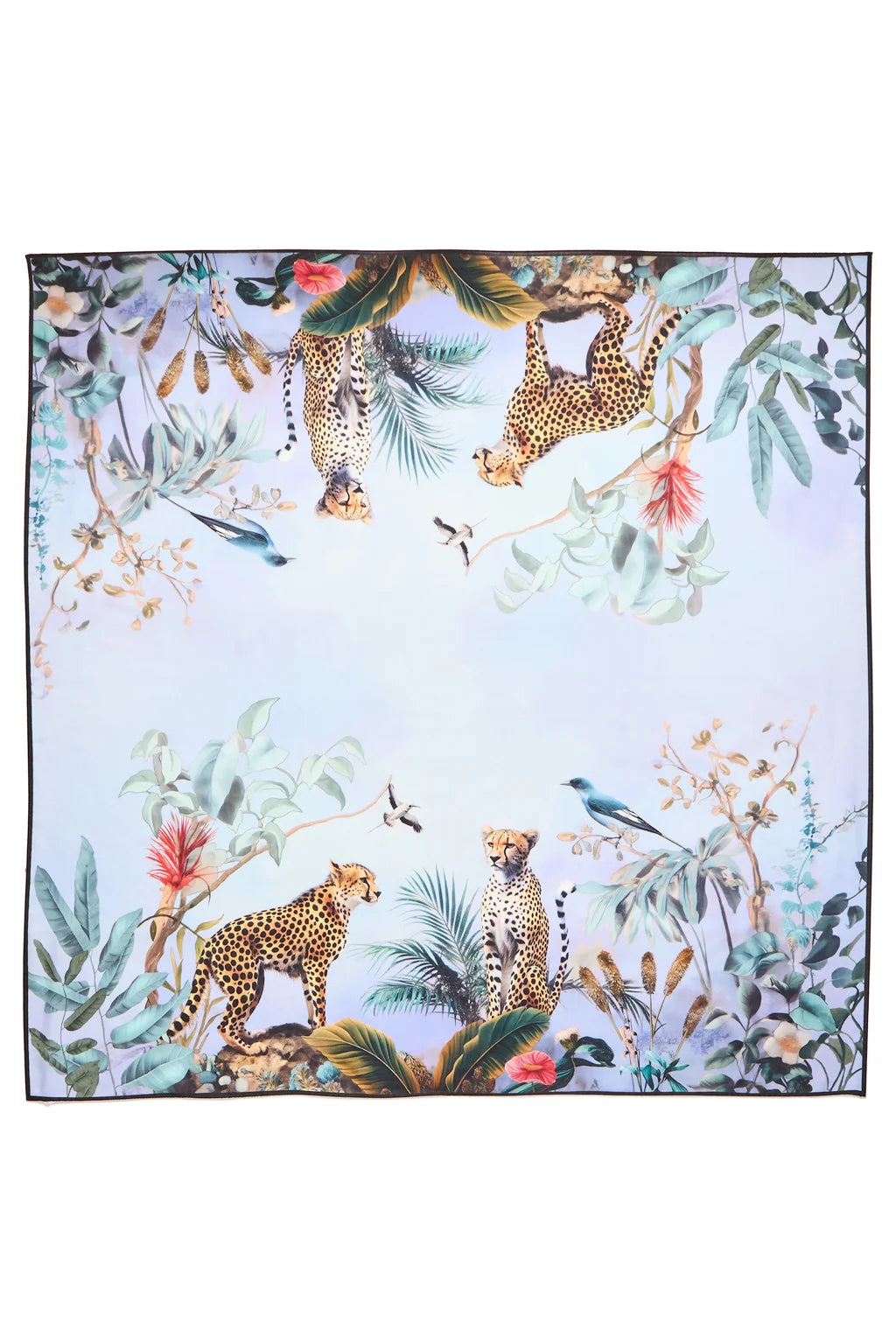 Grande Cheetah Scarf in Cerulean