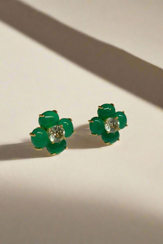 Floral Earring in Green available at Mildred Hoit in Palm Beach.