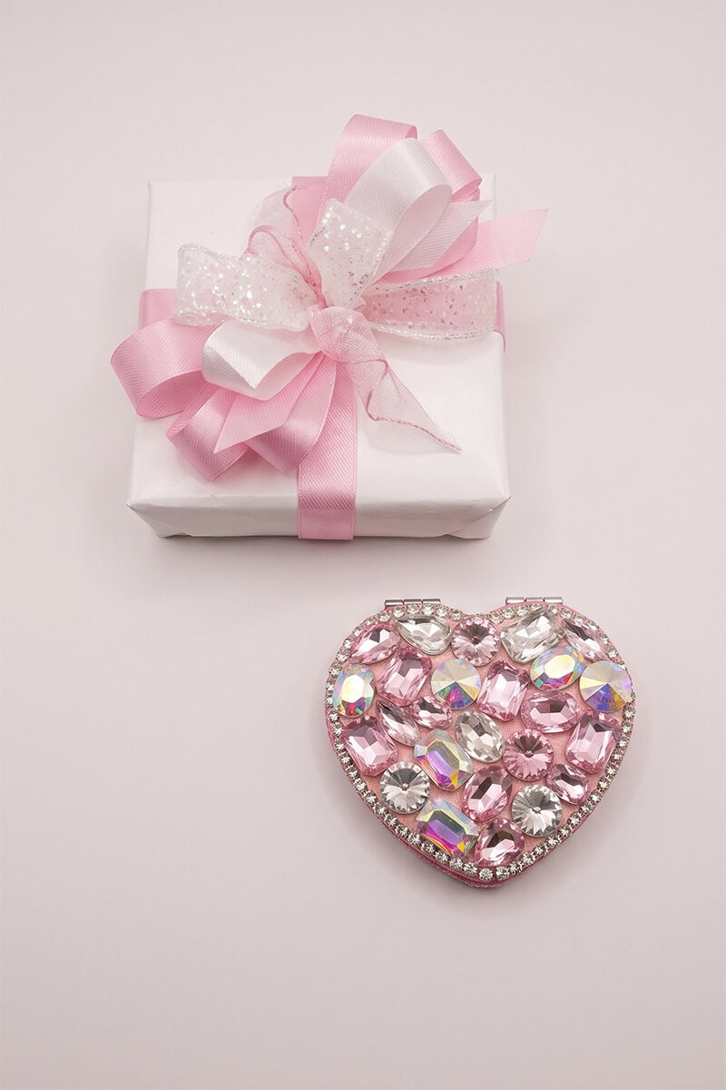 Pink Sparkle Heart Compact