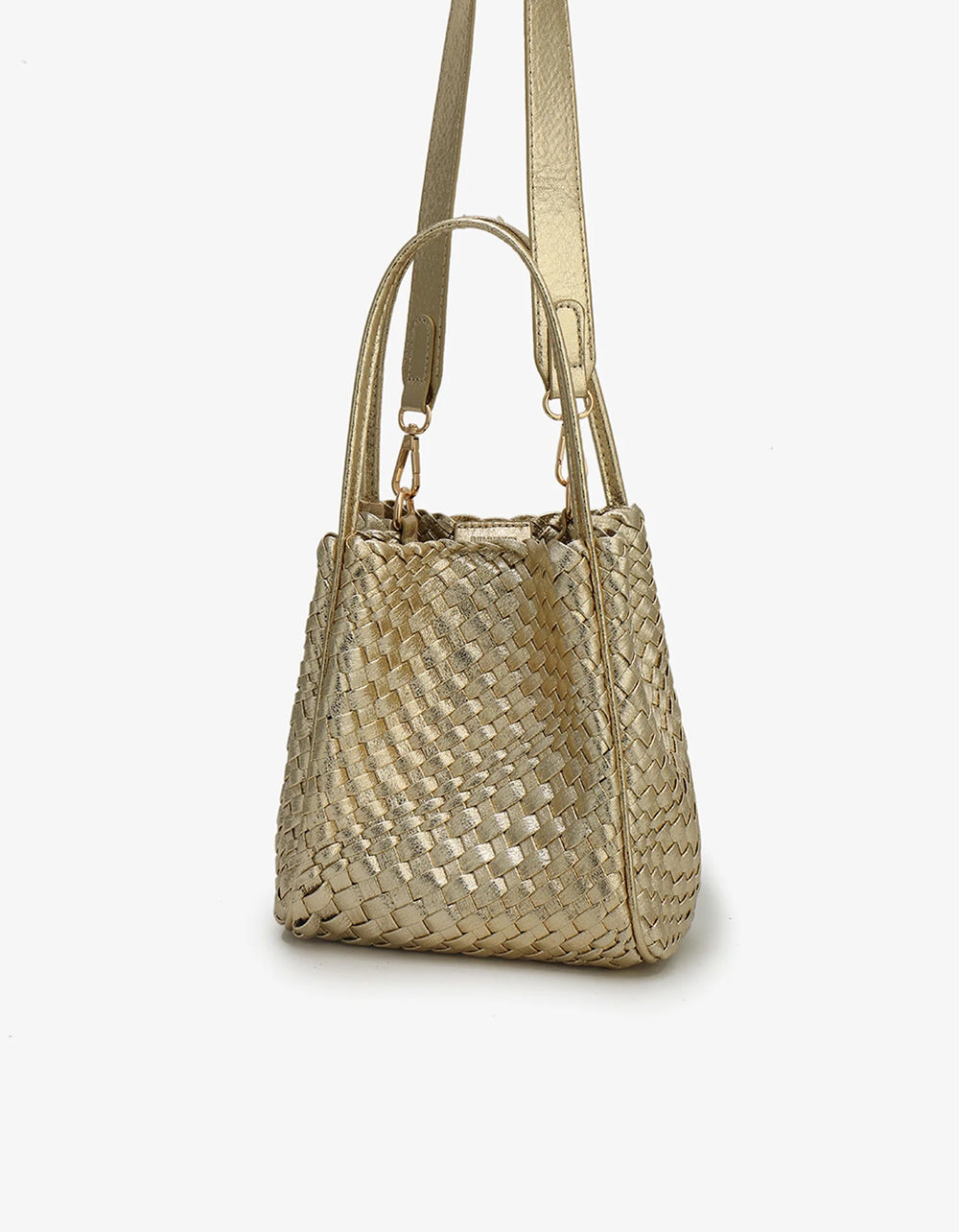 Hollace Mini Woven Tote in Hi Shine Gold - Mildred Hoit