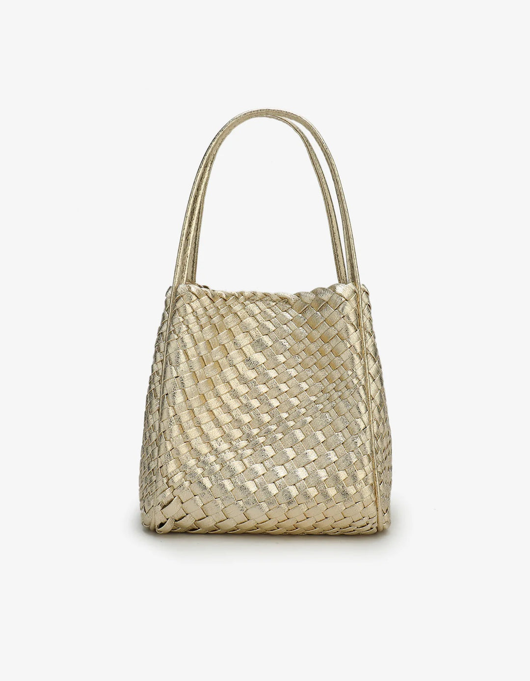 Hollace Mini Woven Tote in Hi Shine Gold - Mildred Hoit