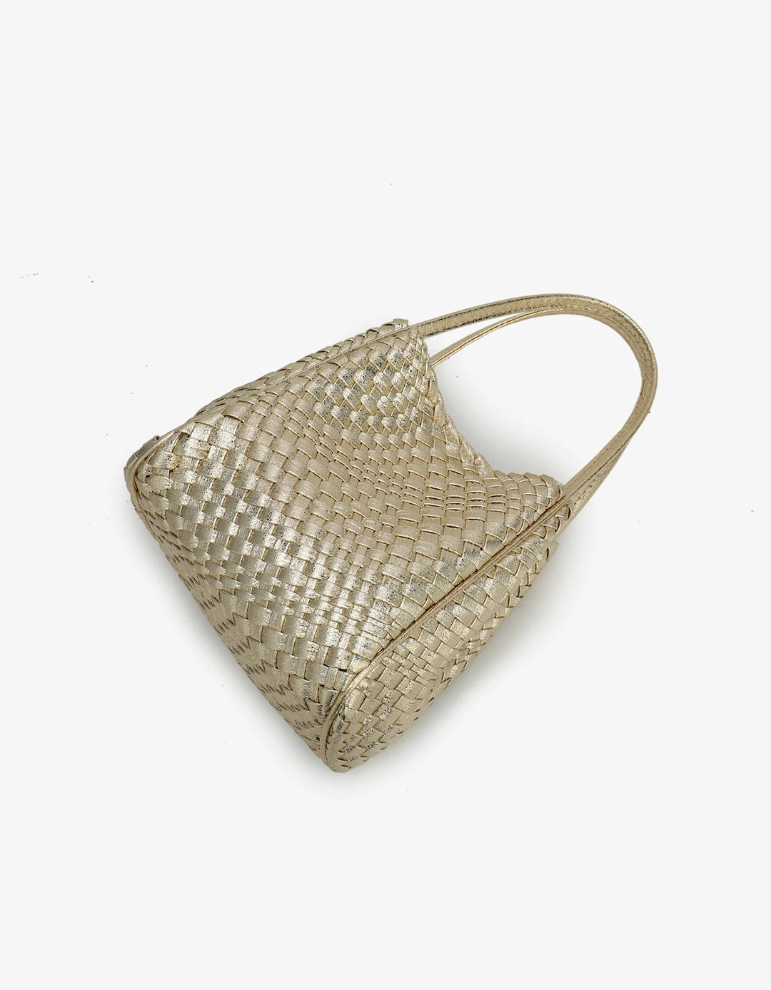 Hollace Mini Woven Tote in Hi Shine Gold - Mildred Hoit
