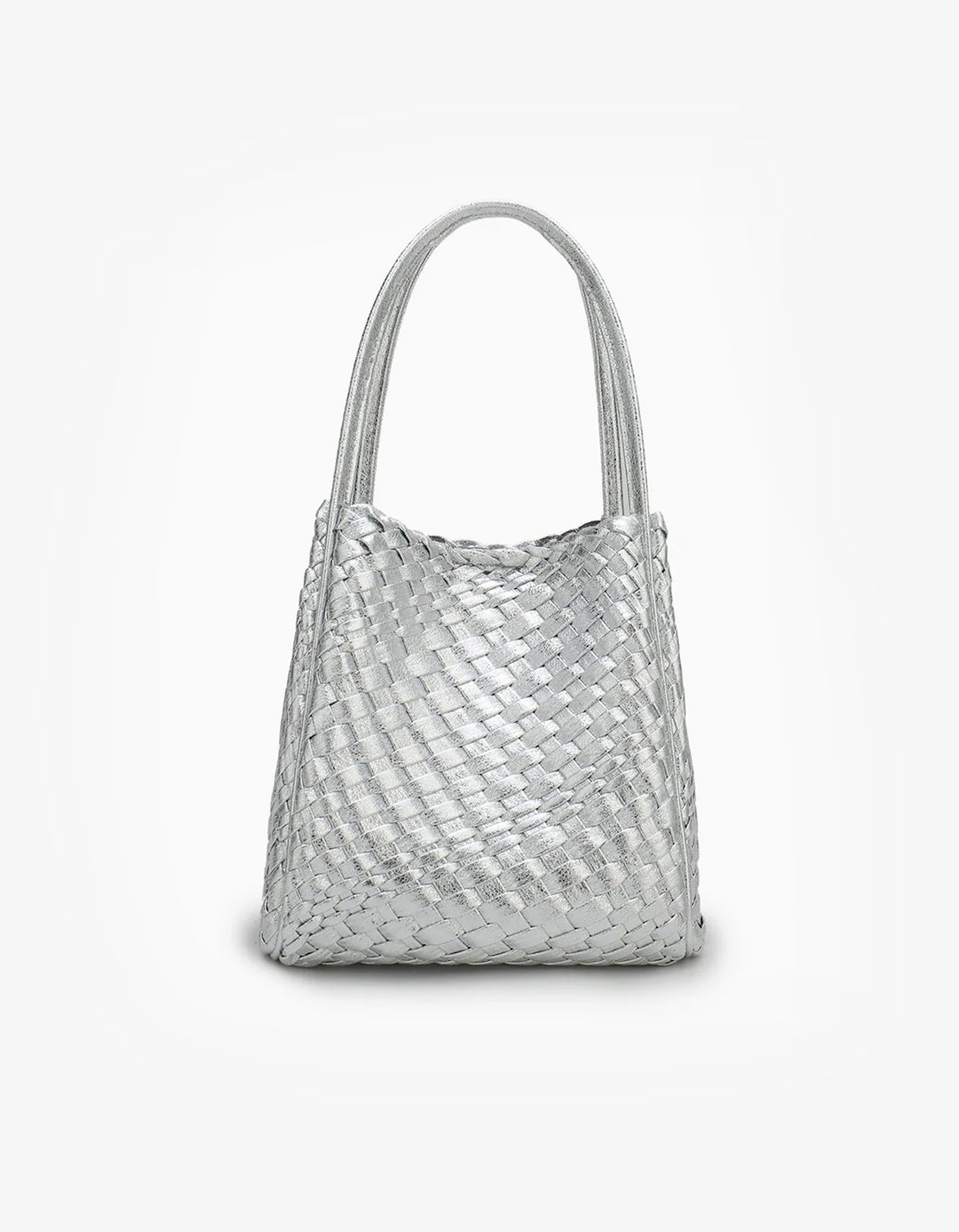Hollace Mini Woven Tote in Hi Shine Silver - Mildred Hoit