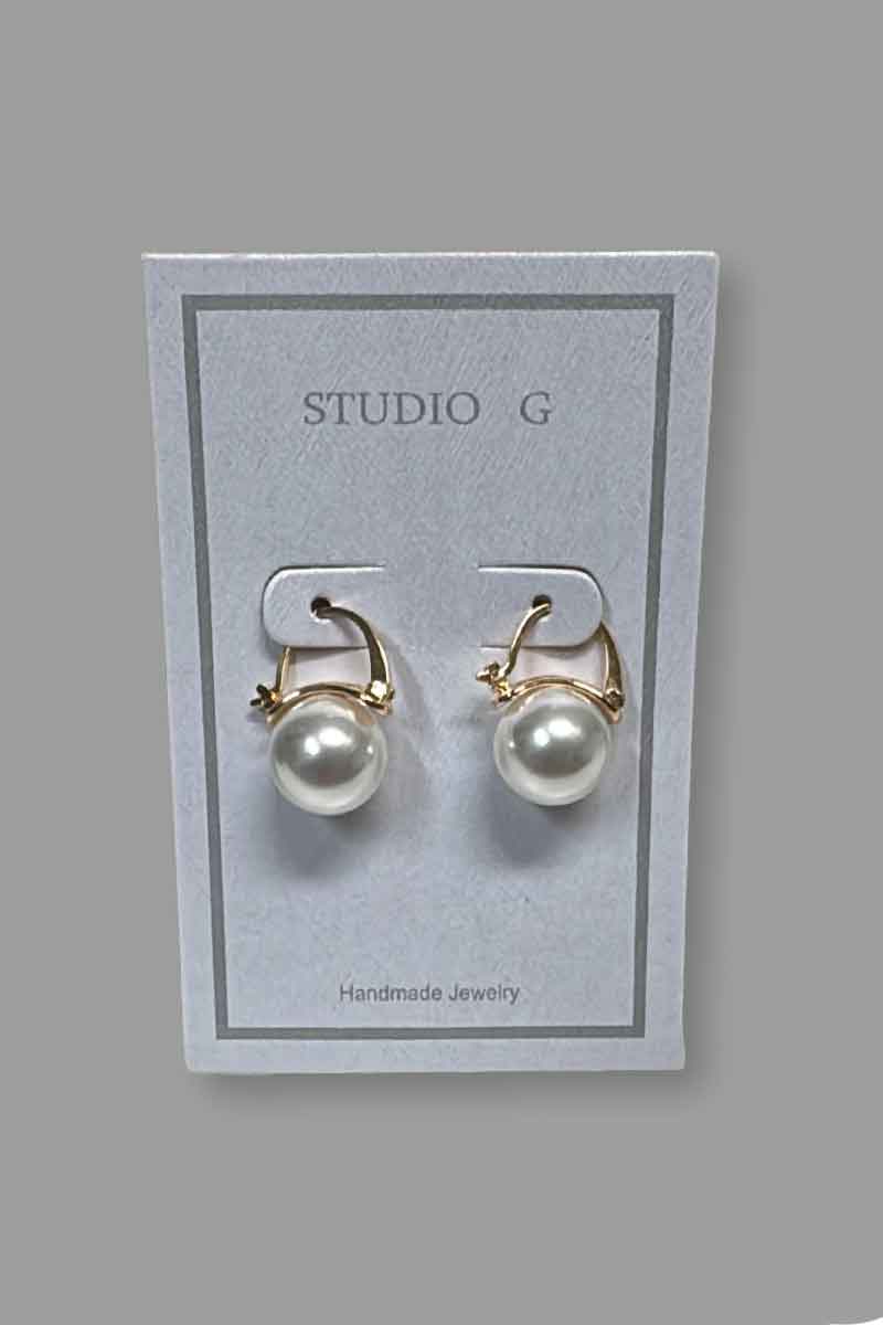 Half Moon Clasp 14mm Shell  White Pearl Earring - Mildred Hoit