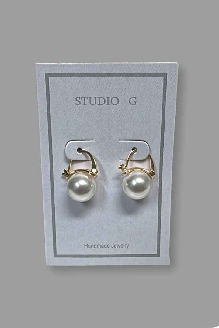 Half Moon Clasp 14mm Shell  White Pearl Earring - Mildred Hoit