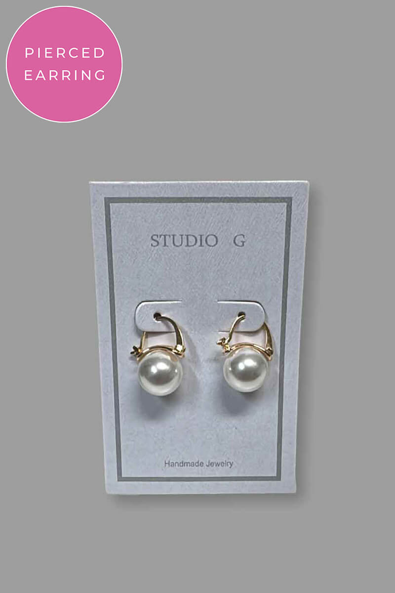 Half Moon Clasp 14mm Shell  White Pearl Earring
