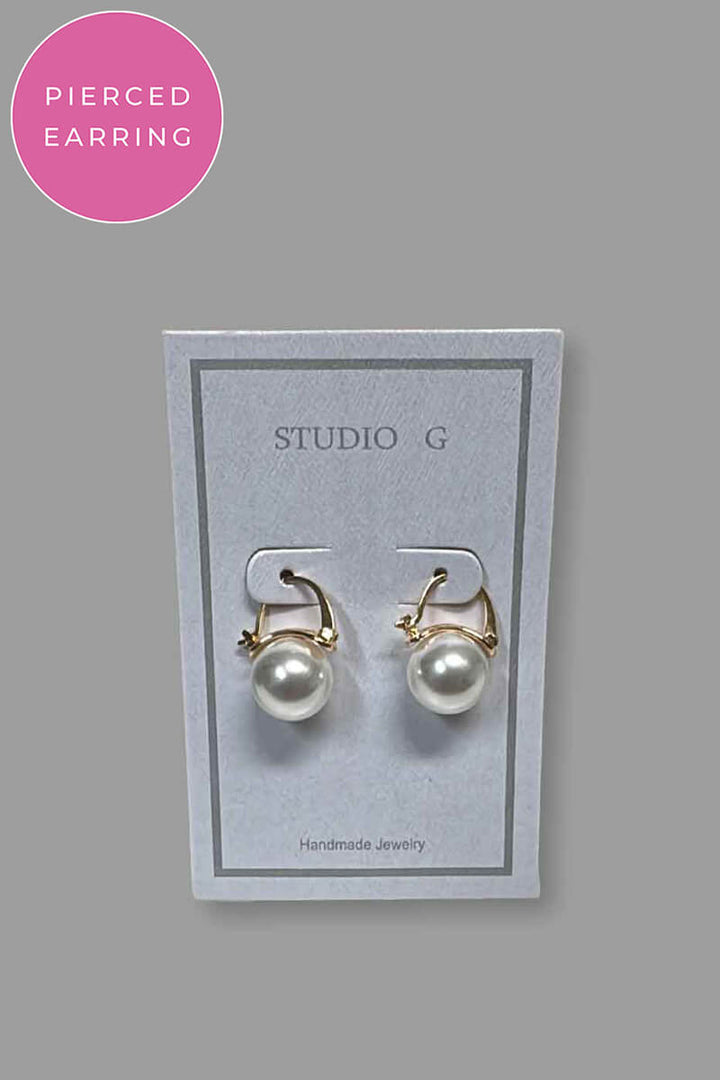Half Moon Clasp 14mm Shell  White Pearl Earring