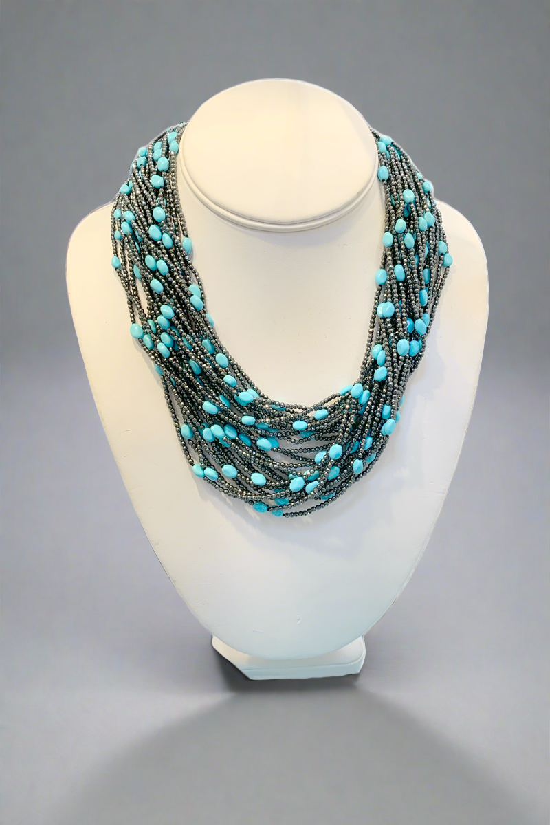 Hematite and Turquoise Necklace - Mildred Hoit