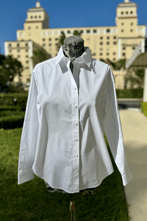 Hinson Wu Halsey Blouse in White available at Mildred Hoit in Palm Beach.