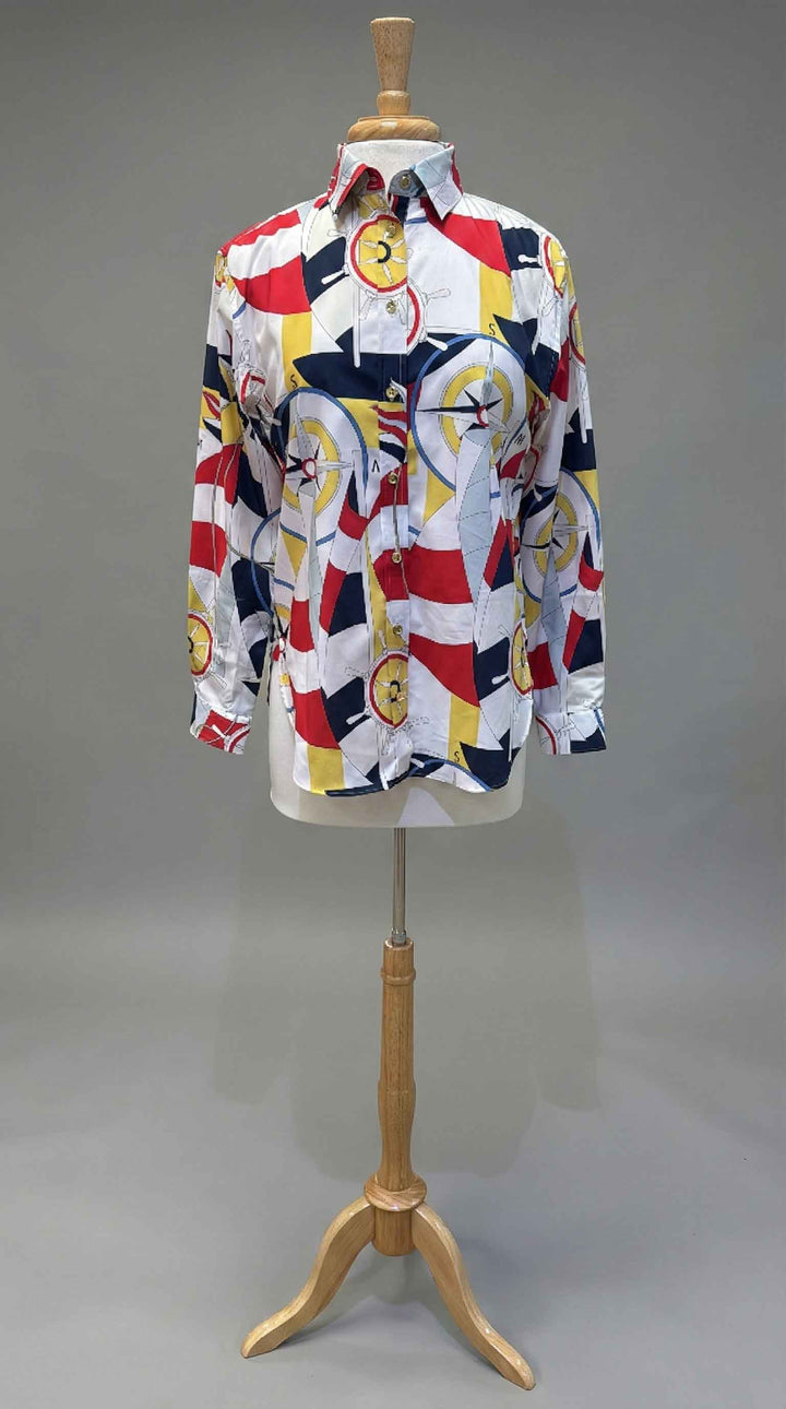 Hinson Wu Halsey Long Sleeve Shirt in Nautical Print - Mildred Hoit