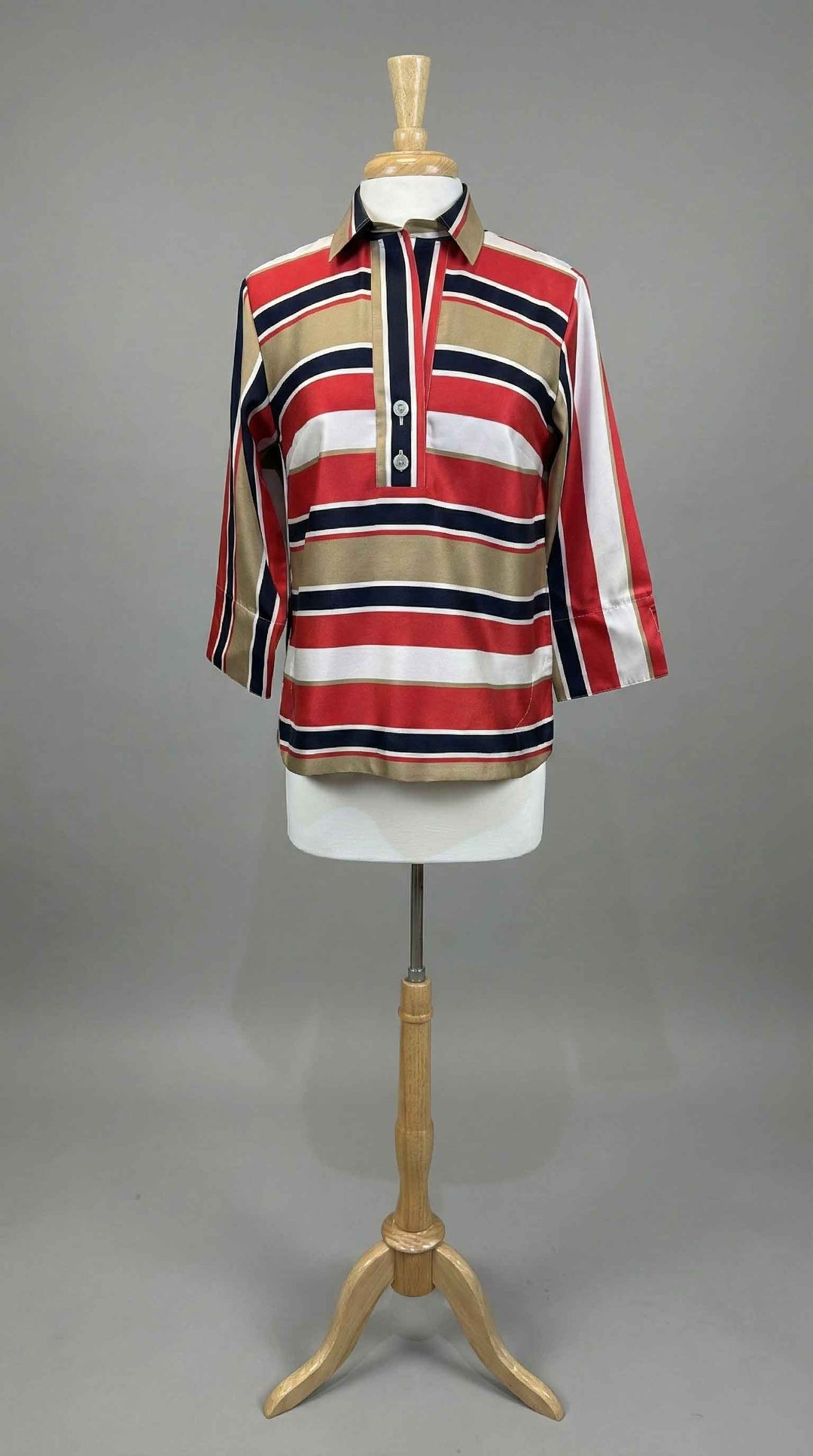 Hinson Wu 3/4 Sleeve Aileen Shirt in Nautical Stripes - Mildred Hoit
