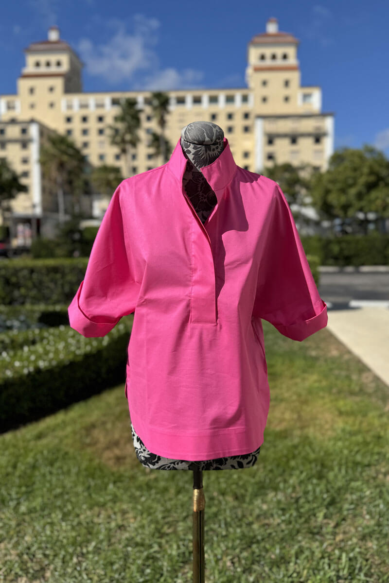 Hinson Wu Cara Elbow Sleeve Blouse in Hot Pink - Mildred Hoit