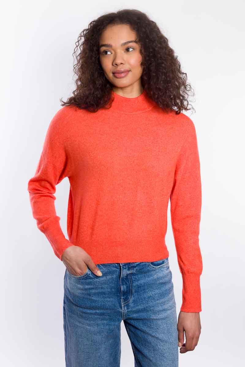 Lofty Mock Neck Sweater in Aperol - Mildred Hoit