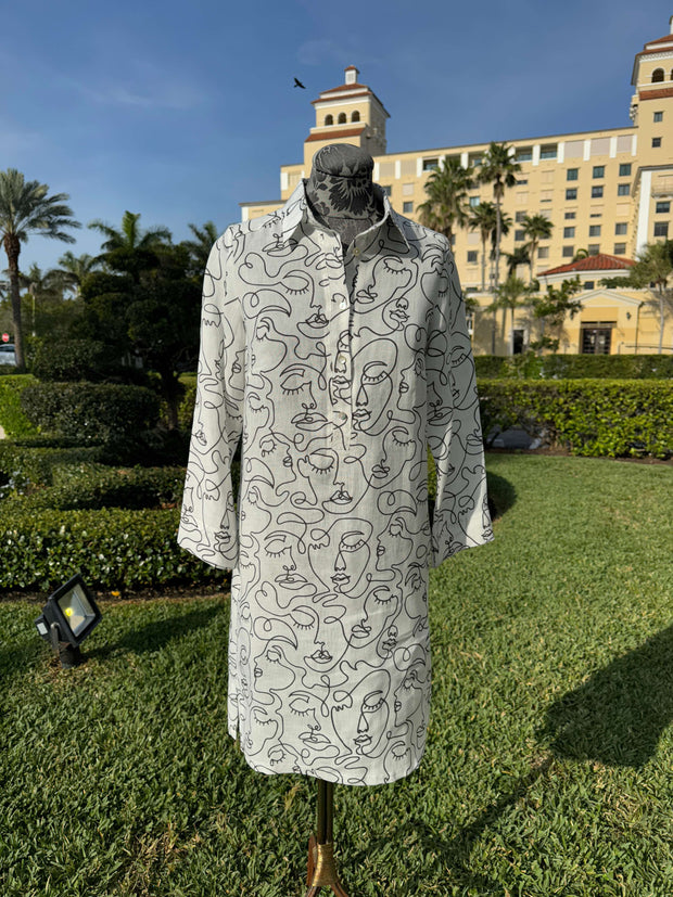 Linen Dress with Faces available at Mildred Hoit in Palm Beach.