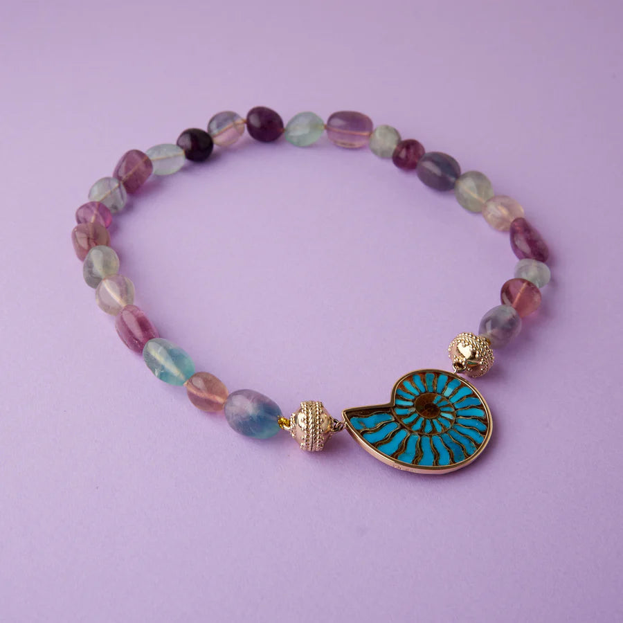 Clara Williams Helen Tumbled Multi-Color Fluorite Necklace - Mildred Hoit