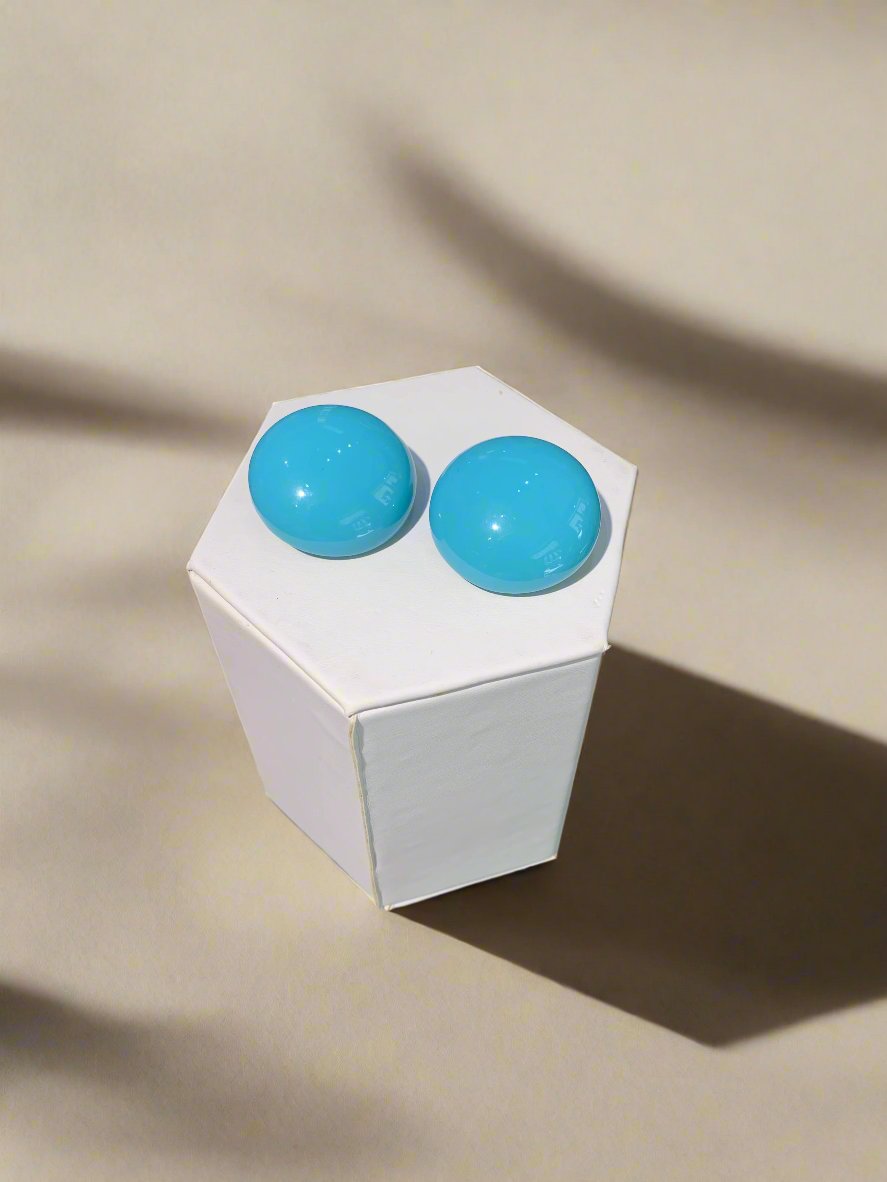 Kenneth Jay Lane Large Round Turquoise Earrings - Mildred Hoit