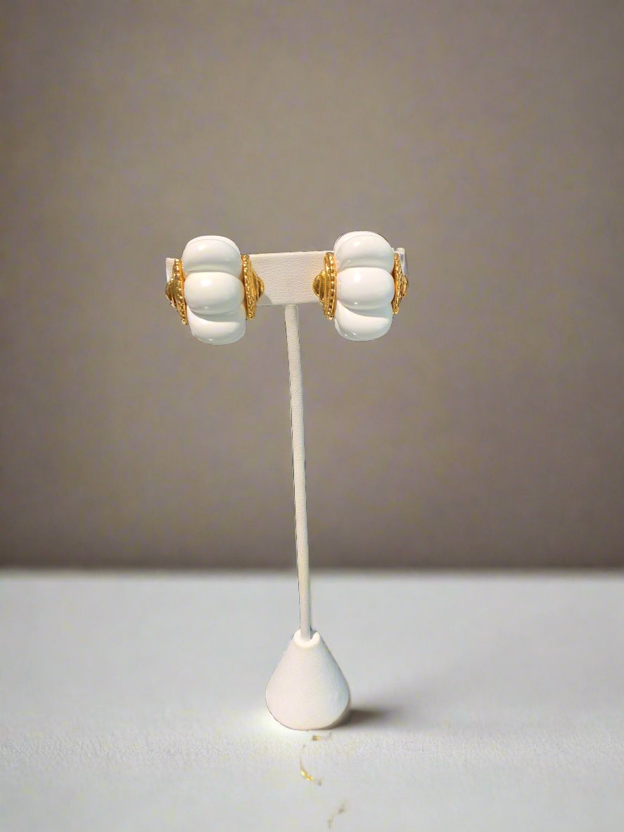Kenneth Jay Lane White Shrimp Earring - Mildred Hoit
