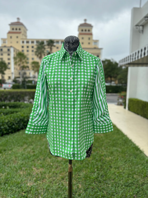 Hinson Wu Zoey Spring Green and White Blouse