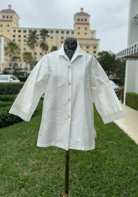 Lorain Croft Silk Noru Top in Off White available at Mildred Hoit in Palm Beach.