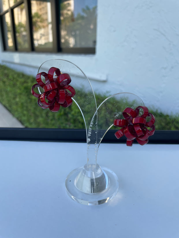 French Red Gribouille Ribbon Clip Earring available at Mildred Hoit in Palm Beach.
