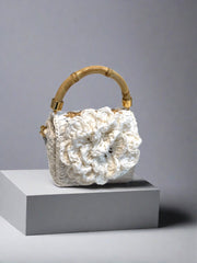 Crochet Flower Mini Bag in White