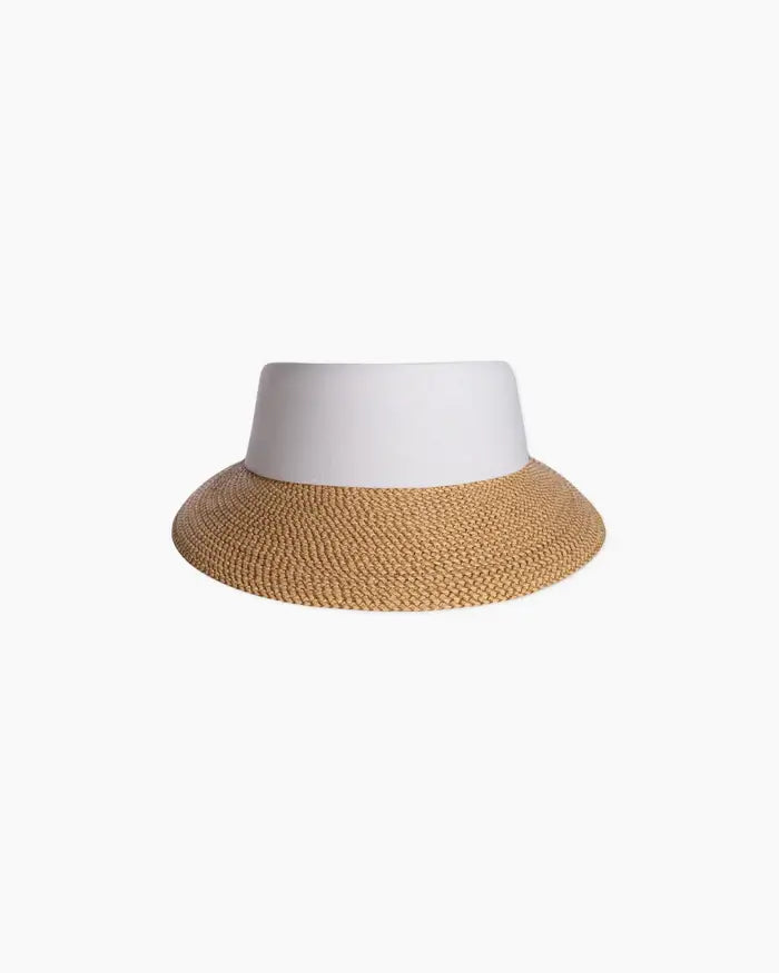 Eric Javits Champ Visor in Peanut and White - Mildred Hoit