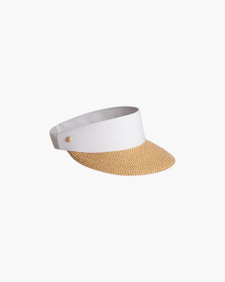 Eric Javits Champ Visor in Peanut & White - Mildred Hoit