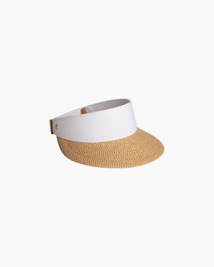 Eric Javits Champ Visor in Peanut & White - Mildred Hoit
