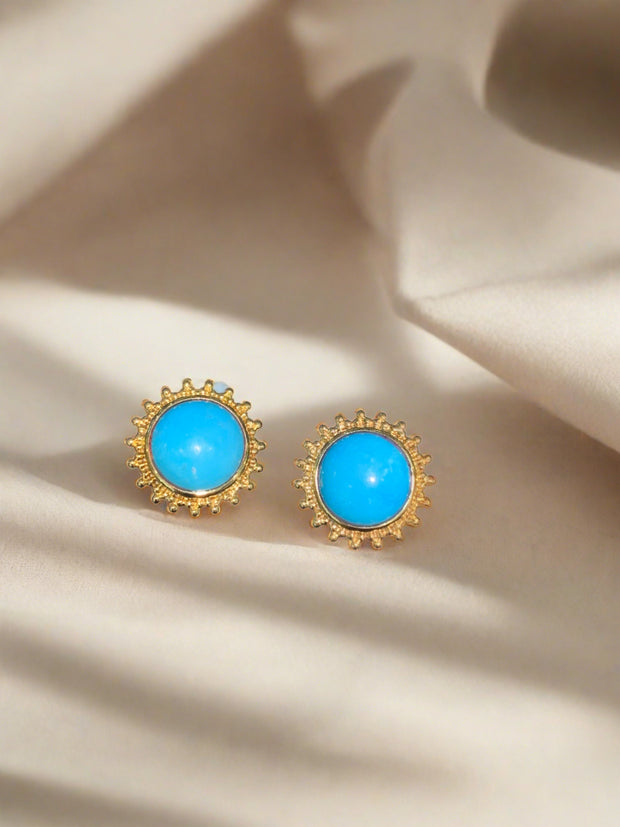 Mazza Natural Turquoise and 14K Gold Earrings