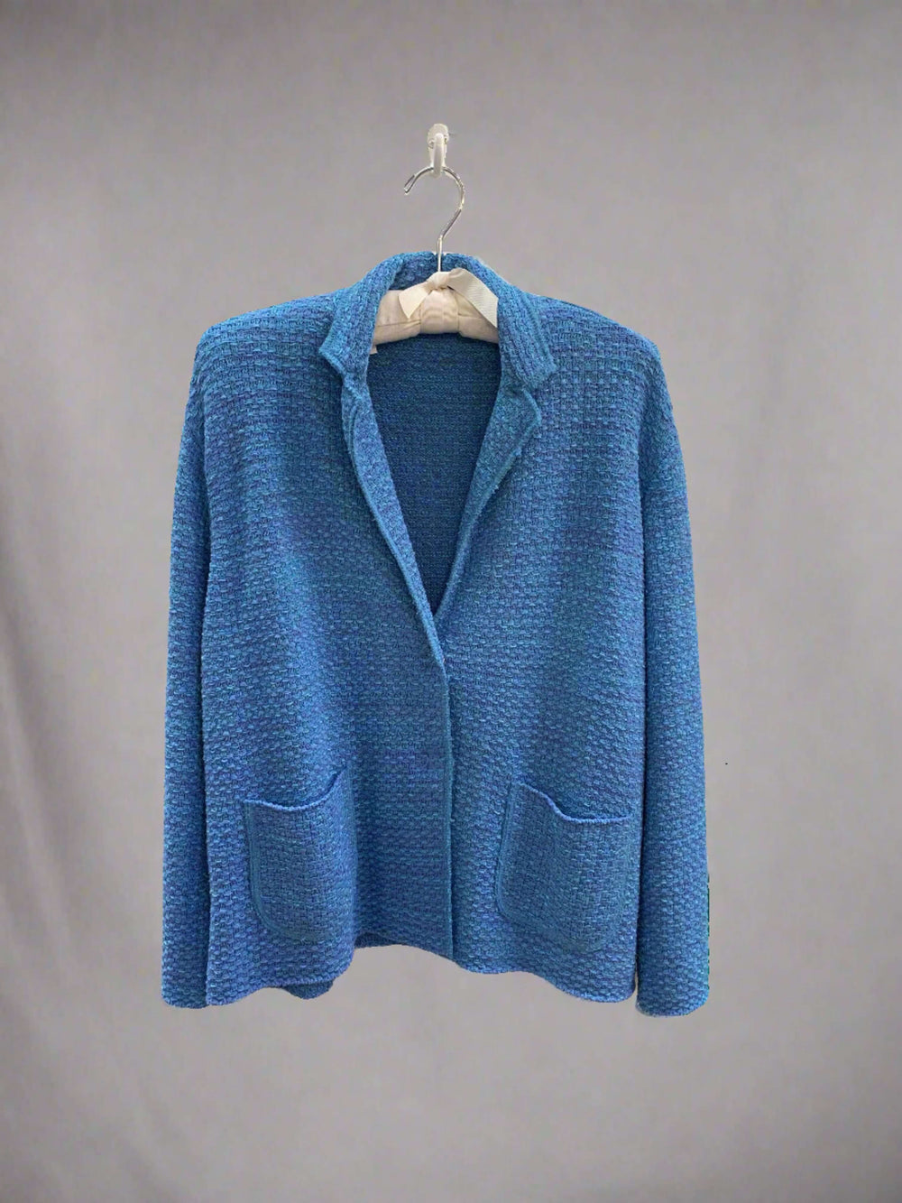 Base Milano Knit Jacket in Blue - Mildred Hoit