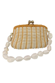 Blair Straw Bag in Honey and White