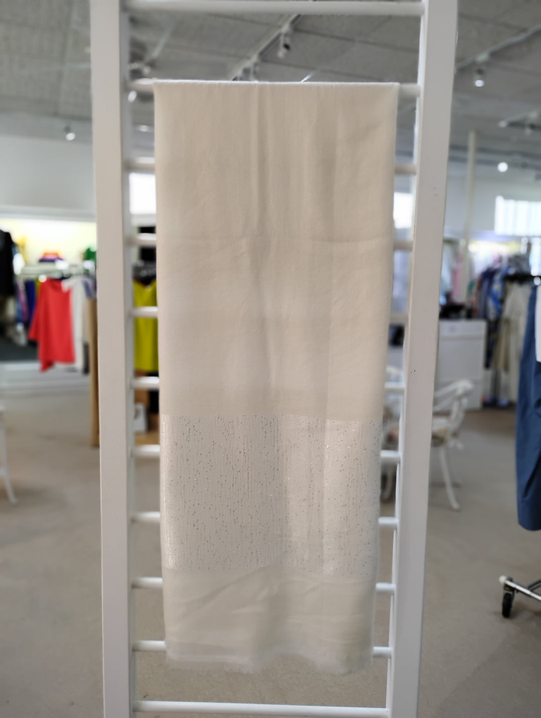 Kinross Sequin Border Shawl in Ivory
