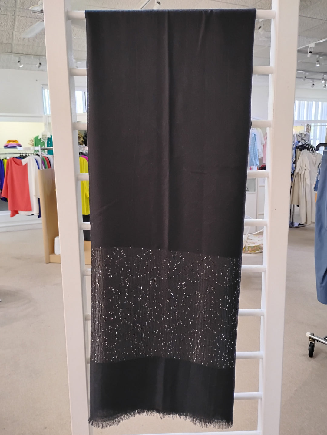 Kinross Sequin Border Shawl in Black - Mildred Hoit