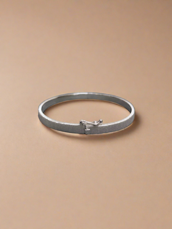 Rhodium Brushed Bangle - Mildred Hoit