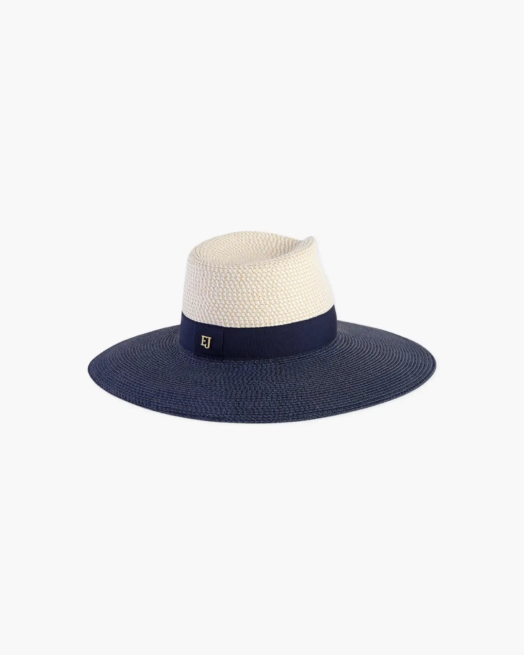 Eric Javits Lady Daphne Hat in White Mix & Navy - Mildred Hoit