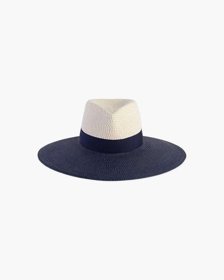Eric Javits Lady Daphne Hat in White Mix & Navy - Mildred Hoit