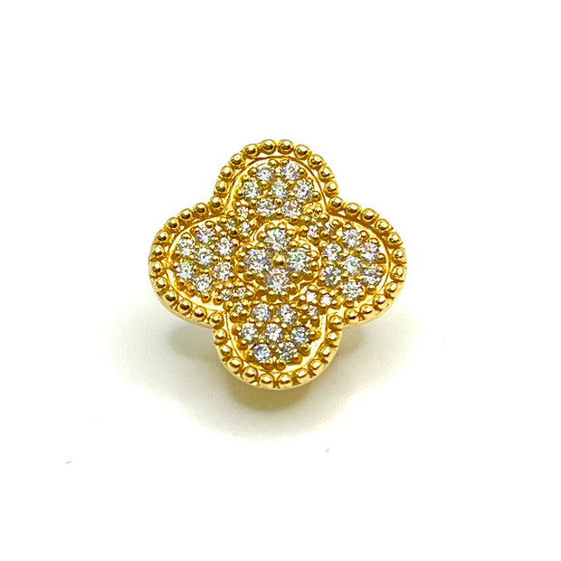 Clover Gold with Rhinestone Earrings