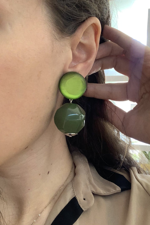 Parisian Two Toned Green Drop Earrings