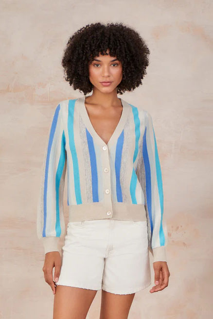 Multi-Color Striped Cardigan Sweater - Mildred Hoit