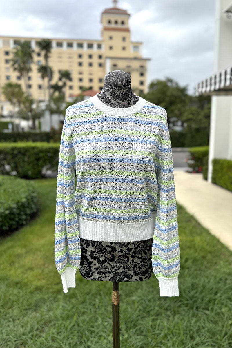 Cotton White Multi Striped Sweater - Mildred Hoit