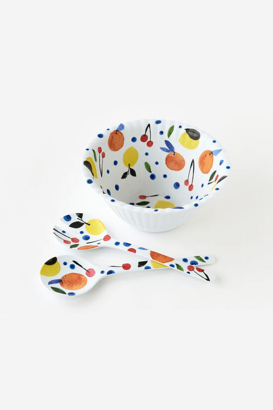 Melamine Fruit Bowl and Server Set available at Mildred Hoit in Palm Beach.
